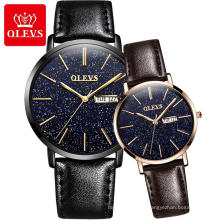 Japanese Movt Quartz Wristwatch Wrist  Luxury Brand OLEVS  Analog Watch Water Resistant  Alloy Material  Pair Couple Clock